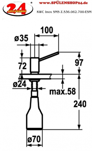 KWC Seifenspender Inox SMS Z.536.062.700 Splmittelspender / Dispenser Edelstahl massiv