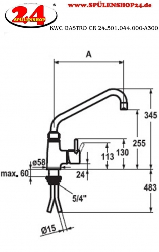 KWC Gastro CR 24.501.044.000-A300 Einhebelmischer Gastroarmatur / Gewerbearmatur fr die Profikche