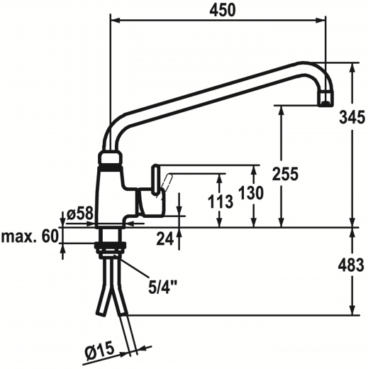 KWC Gastro CR 24.501.046.000-A450 Einhebelmischer Gastroarmatur / Gewerbearmatur fr die Profikche