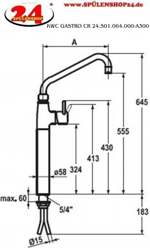 KWC Gastro CR 24.501.064.000-A300 Einhebelmischer Gastroarmatur / Gewerbearmatur fr die Profikche