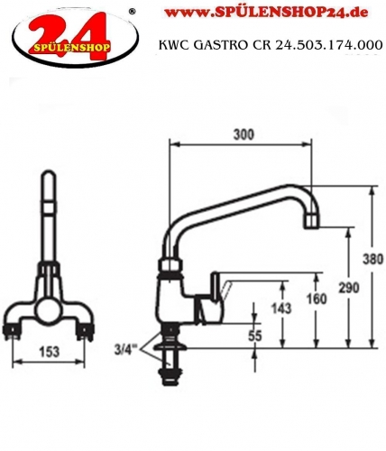 KWC Gastro CR 24.503.174.000 Einhebelmischer Gastroarmatur / Gewerbearmatur fr die Profikche