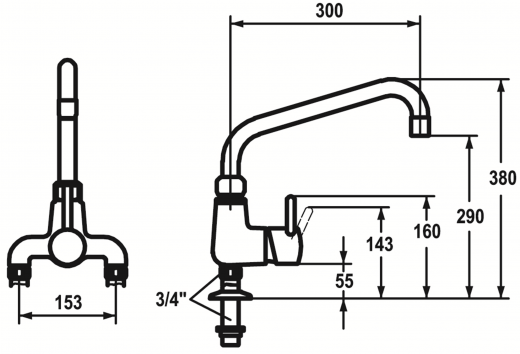 KWC Gastro CR 24.503.174.000 Einhebelmischer Gastroarmatur / Gewerbearmatur fr die Profikche