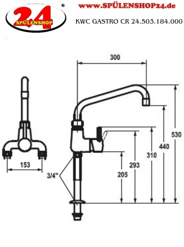 KWC Gastro CR 24.503.184.000 Einhebelmischer Gastroarmatur / Gewerbearmatur fr die Profikche