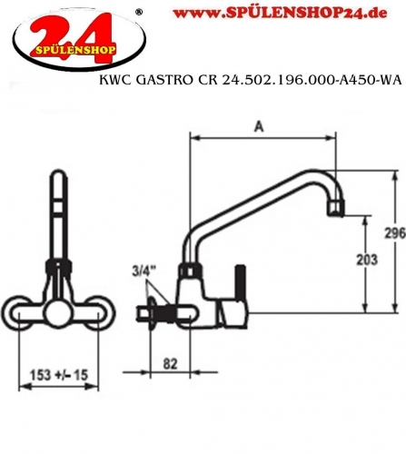 KWC Gastro CR 24.502.196.000-A450-WA Einhebelmischer / Wandarmatur Gewerbearmatur fr die Profikche