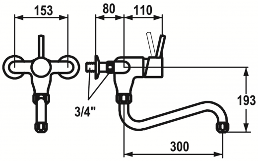 KWC Gastro CR K.24.32.14.000A86-A300-WA Einhebelmischer / Wandarmatur Gewerbe fr die Profikche