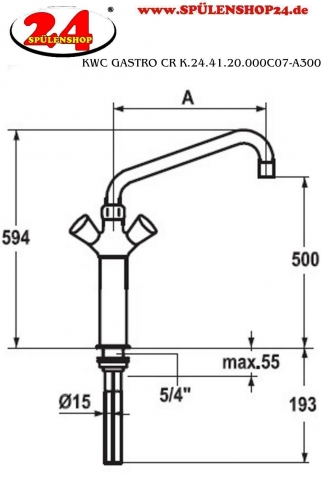 KWC Gastro CR K.24.41.20.000C07-A300 Zweigriffmischer Gewerbe Gastroarmatur fr die Profikche