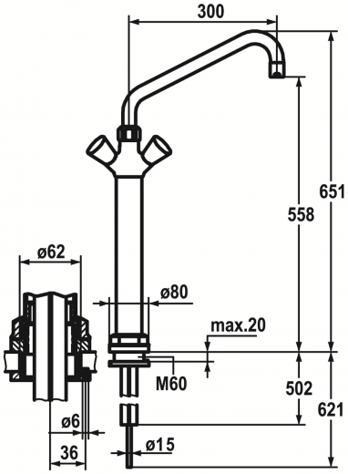 KWC Gastro CR K.24.41.32.000C07-A300 Zweigriffmischer Gewerbe Gastroarmatur fr die Profikche