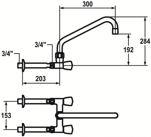 KWC Gastro CR K.24.42.22.000C74-A300-WA Zweigriffmischer Gewerbe Wandarmatur fr die Profikche