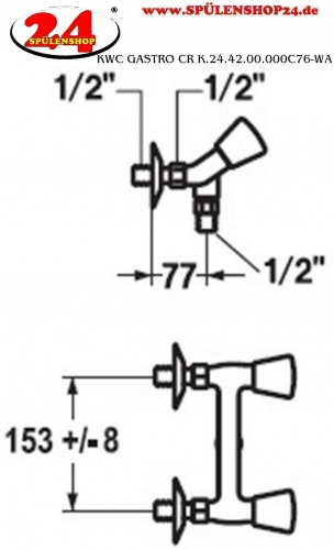 KWC Gastro CR K.24.42.00.000C76-WA Zweigriffmischer Gewerbe Wandarmatur fr die Profikche
