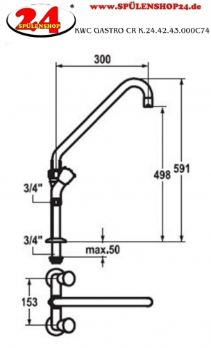 KWC Gastro CR K.24.42.43.000C74 Zweigriffmischer Gewerbe Gastroarmatur fr die Profikche