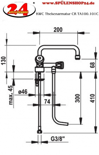 {LAGER} KWC Kuri Thekenarmatur CR TA100.101C Gastroarmatur / Gewerbearmatur fr die Profikche