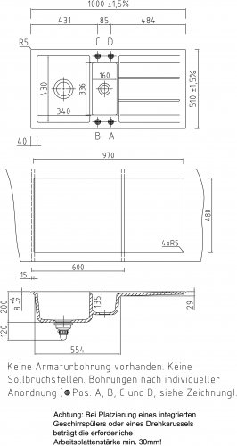 Systemceram KeraDomo GENEA 100-BASIC Keramiksple / Einbausple in Standardfarben fr die Kche