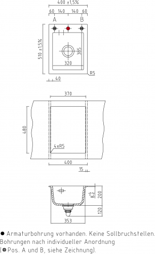 Systemceram KeraDomo MERA 39-BASIC Keramiksple / Einbausple in Standardfarben fr die Kche