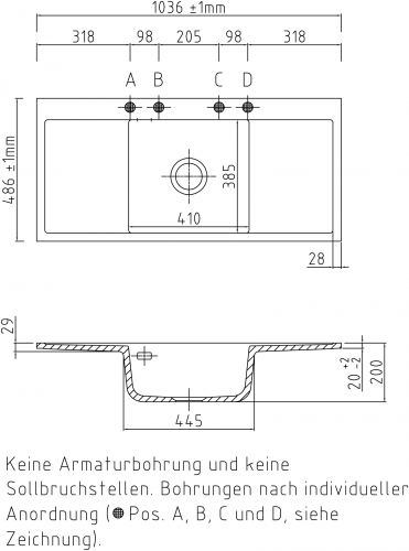 Systemceram KeraDomo MERA MIDDLE-BASIC-FL Keramiksple / Einbausple fr die flchenbndige Montage