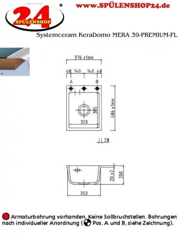 Systemceram KeraDomo MERA 39-PREMIUM-FL Keramiksple / Einbausple fr die flchenbndige Montage