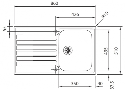 FRANKE Kchensple Argos AGX 211-86 Edelstahlsple Slimtop / Flchenbndig mit Integralablauf und Druckknopfventil