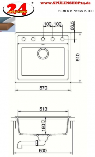 Schock Kchensple Nemo N-100 Cristalite Granitsple / Einbausple Basic Line mit Drehexcenter