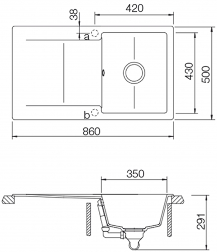 SCHOCK Kchensple Epure D-100 Cristalite Granitsple / Einbausple Basic Line mit Drehexcenter