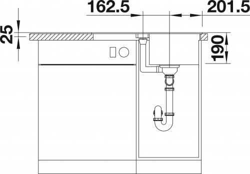 {LAGER} BLANCO Kchensple Lexa 40 S Silgranit PuraDurII Granitsple / Einbausple Ablaufsystem InFino mit Drehknopfventil