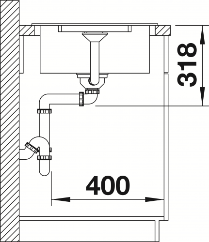 {LAGER} BLANCO Kchensple Lexa 40 S Silgranit PuraDurII Granitsple / Einbausple Ablaufsystem InFino mit Drehknopfventil