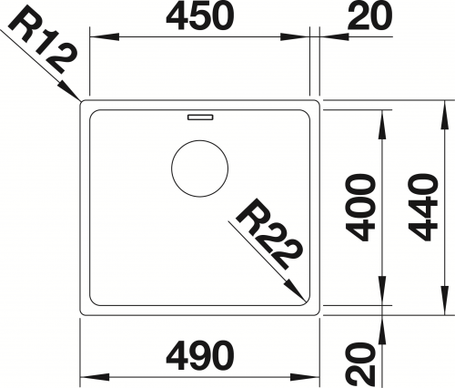 BLANCO Kchensple Andano 450-U Edelstahlsple / Unterbaubecken mit Ablaufsystem InFino und Handbettigung