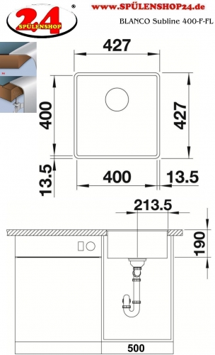 BLANCO SUBLINE 400-F online kaufen | Küchenspüle günstig