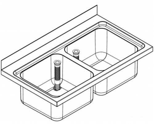 KWC PROFESSIONAL Maxima MAXL 200-120 Gewerbesple Auflage / Abdeckung fr Spltisch 2 Becken (1200x700mm)