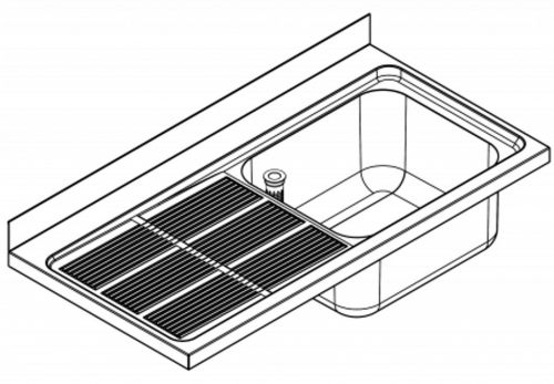 KWC PROFESSIONAL Maxima MAXL 117-140-BR Gewerbesple Auflage / Abdeckung fr Spltisch Becken rechts (1400x700mm)