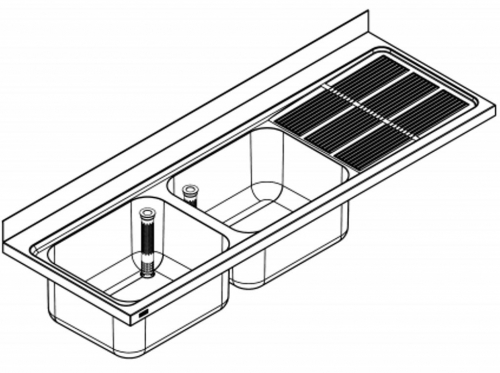 KWC PROFESSIONAL Maxima MAXL 212-200-BL Gewerbesple Auflage / Abdeckung fr Spltisch Becken links (2000x700mm)