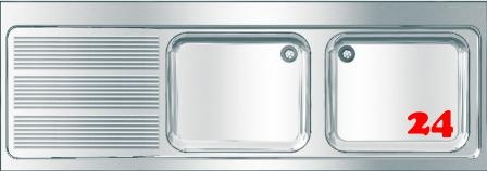 KWC PROFESSIONAL Maxima MAXL 217-200-BR Gewerbesple Auflage / Abdeckung fr Spltisch Becken rechts (2000x700mm)