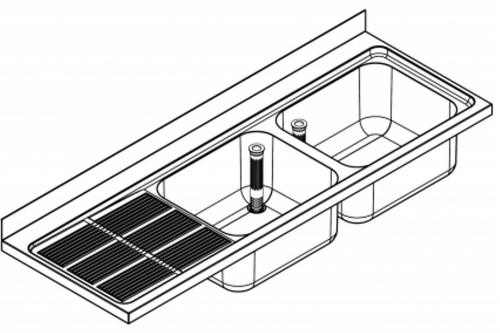 KWC PROFESSIONAL Maxima MAXL 217-200-BR Gewerbesple Auflage / Abdeckung fr Spltisch Becken rechts (2000x700mm)