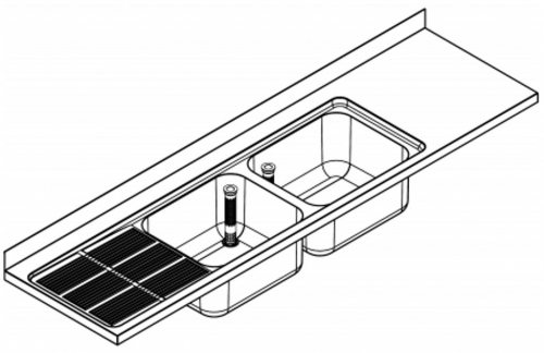 KWC PROFESSIONAL Maxima MAXL 227-260-ATF-L Gewerbesple Auflage / Abdeckung fr Spltisch Becken mittig (2600x700mm)