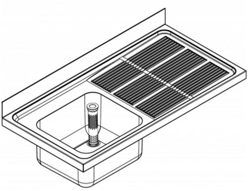 KWC PROFESSIONAL Maxima MAXS 112-120-BL Gewerbesple Auflage / Abdeckung fr Spltisch Becken links (1200x600mm)