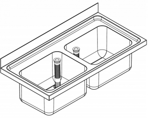 KWC PROFESSIONAL Maxima MAXS 200-120 Gewerbesple Auflage / Abdeckung fr Spltisch Doppelbecken (1200x600mm)