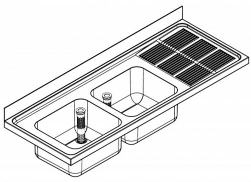 KWC PROFESSIONAL Maxima MAXS 212-160-BL Gewerbesple Auflage / Abdeckung fr Spltisch Becken links (1600x600mm)