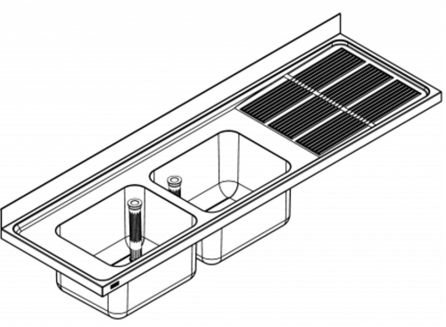 KWC PROFESSIONAL Maxima MAXS 212-200-BL Gewerbesple Auflage / Abdeckung fr Spltisch Becken links (2000x600mm)