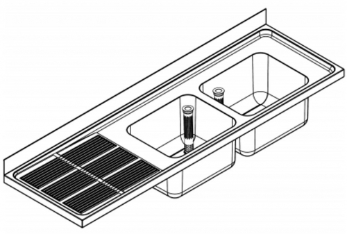 KWC PROFESSIONAL Maxima MAXS 217-200-BR Gewerbesple Auflage / Abdeckung fr Spltisch Becken rechts (2000x600mm)