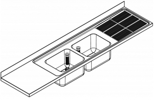 KWC PROFESSIONAL Maxima MAXS 222-260-Abtropfflche rechts Gewerbesple Auflage / Abdeckung fr Spltisch Becken mittig (2600x600mm)