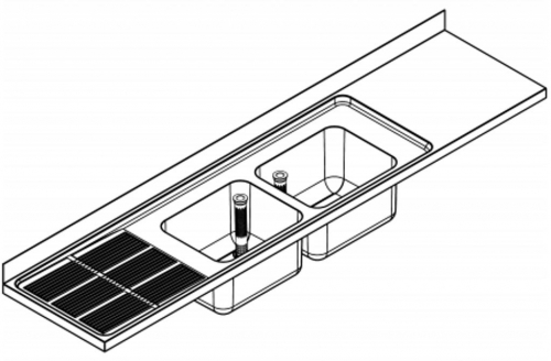 KWC PROFESSIONAL Maxima MAXS 227-260 Abtropfflche links Gewerbesple Auflage / Abdeckung fr Spltisch Becken mittig (2600x600mm)