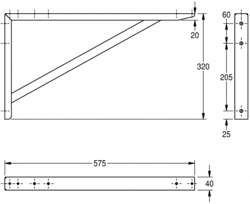 KWC PROFESSIONAL Maxima Einzelkonsole MAXB600 passend Maxima Gewerbesplen mit 600mm Tiefe