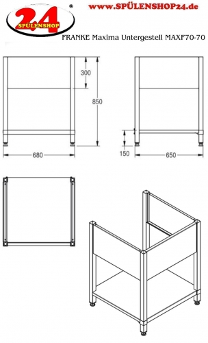 KWC PROFESSIONAL Maxima Untergestell MAXF70-70 passend zu Maxima Gewerbesplen MAXL100-70