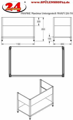 KWC PROFESSIONAL Maxima Untergestell MAXF120-70 passend zu Maxima Gewerbesplen MAXL120-70