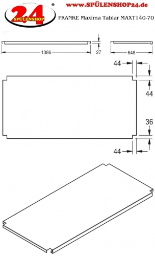 KWC PROFESSIONAL Maxima Tablar MAXT140-70 passend zum Untergestell MAXF140-70