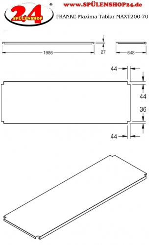 KWC PROFESSIONAL Maxima Tablar MAXT200-70 passend zum Untergestell MAXF200-70