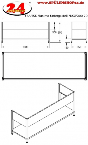 KWC PROFESSIONAL Maxima Untergestell MAXF200-70 passend zu Maxima Gewerbesplen MAXL212-200 und MAXL217-200