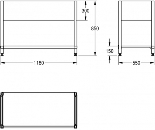 KWC PROFESSIONAL Maxima Untergestell MAXF120-60 passend zu Maxima Gewerbesplen MAXS200-120, MAXS112-120, MAXS117-120