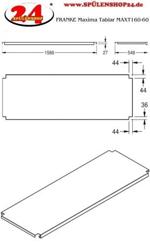 KWC PROFESSIONAL Maxima Tablar MAXT160-60 passend zum Untergestell MAXF160-60