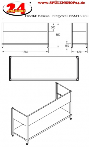 KWC PROFESSIONAL Maxima Untergestell MAXF160-60 passend zu Maxima Gewerbesplen MAXS212-160 und MAXS217-160