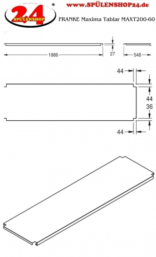 KWC PROFESSIONAL Maxima Tablar MAXT200-60 passend zum Untergestell MAXF200-60