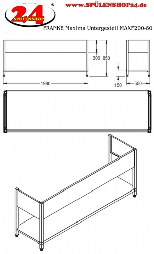 KWC PROFESSIONAL Maxima Untergestell MAXF200-60 passend zu Maxima Gewerbesplen MAXS212-200 und MAXS217-200